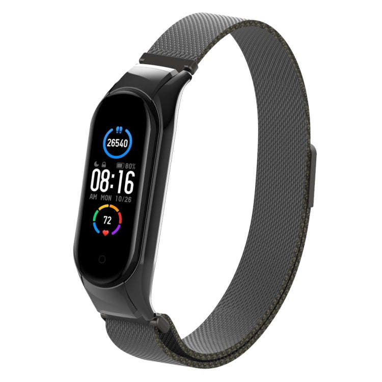 For Xiaomi Mi Band 5 Milano Solid Color Magnetic Stainless Steel Watch Band(Black)