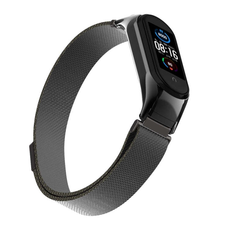For Xiaomi Mi Band 5 Milano Solid Color Magnetic Stainless Steel Watch Band(Black)