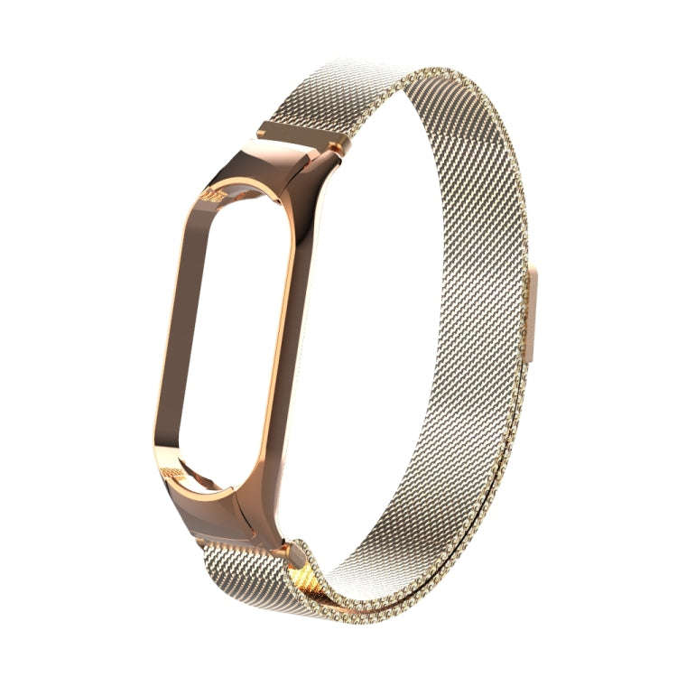 For Xiaomi Mi Band 5 Milano Solid Color Magnetic Stainless Steel Watch Band(Rose Gold)