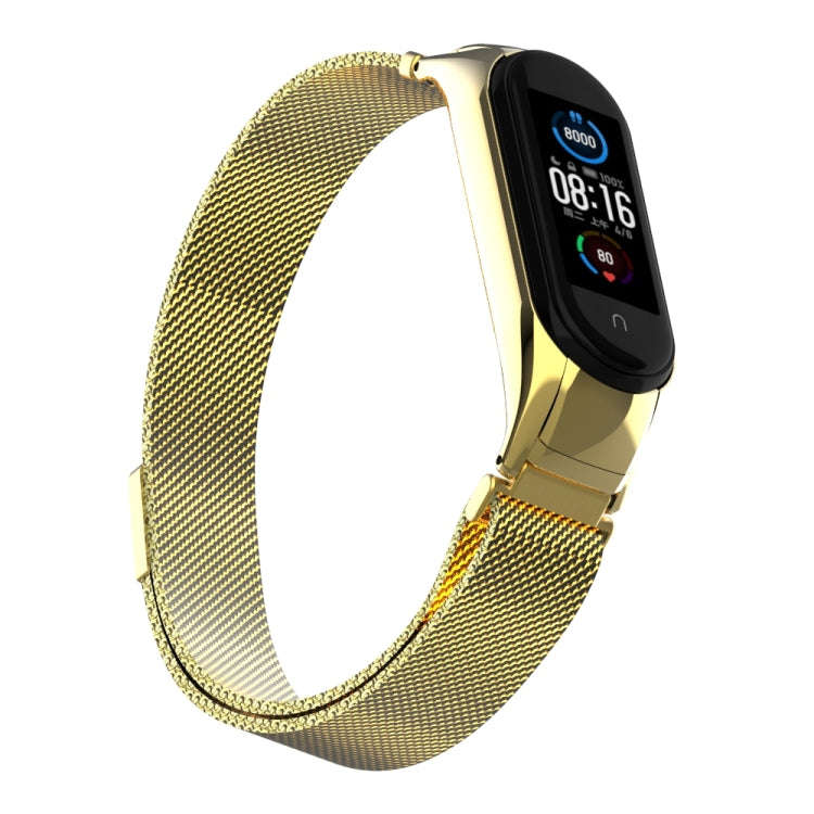 For Xiaomi Mi Band 5 Milano Solid Color Magnetic Stainless Steel Watch Band(Imitation Gold)