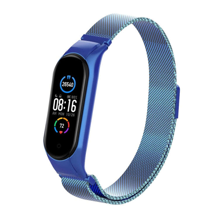 For Xiaomi Mi Band 5 Milano Solid Color Magnetic Stainless Steel Watch Band(Blue)