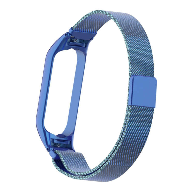 For Xiaomi Mi Band 5 Milano Solid Color Magnetic Stainless Steel Watch Band(Blue)