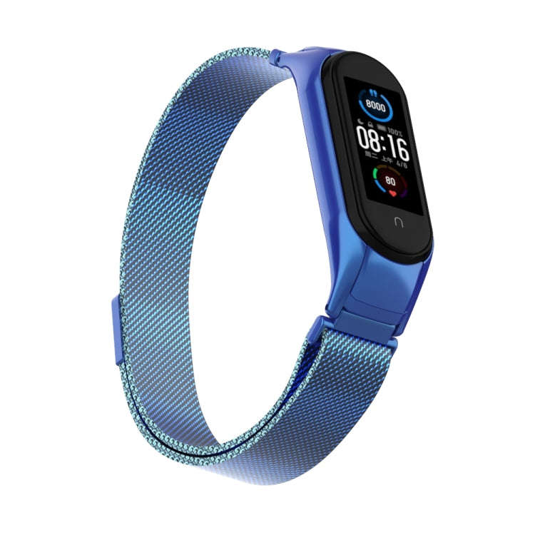 For Xiaomi Mi Band 5 Milano Solid Color Magnetic Stainless Steel Watch Band(Blue)