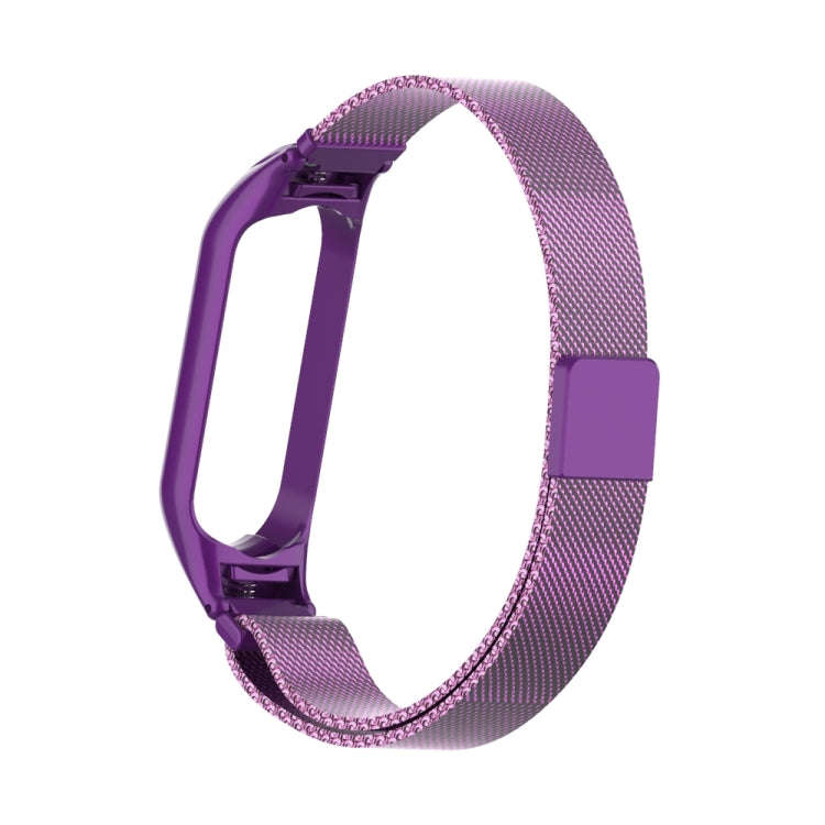 For Xiaomi Mi Band 5 Milano Solid Color Magnetic Stainless Steel Watch Band(Purple)