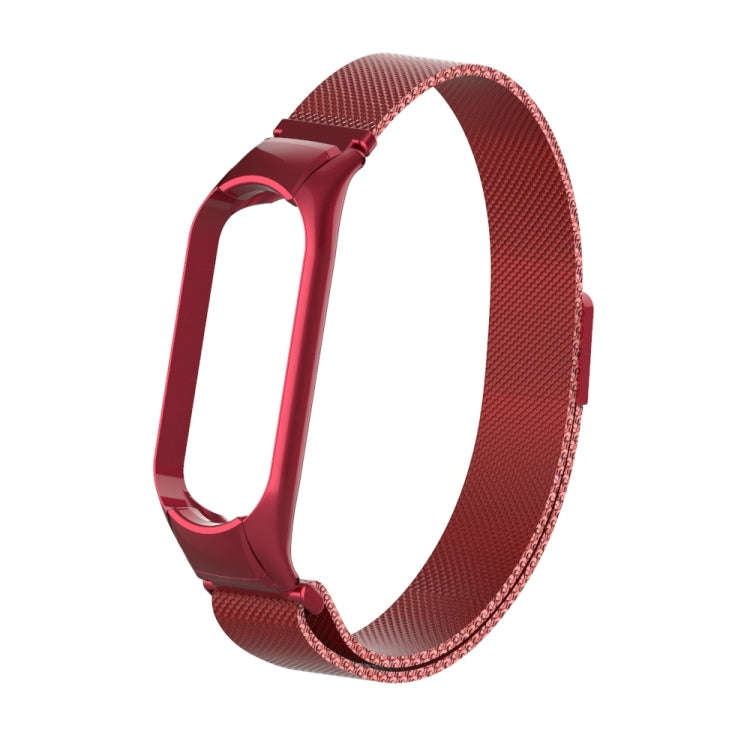 For Xiaomi Mi Band 5 Milano Solid Color Magnetic Stainless Steel Watch Band(Red)