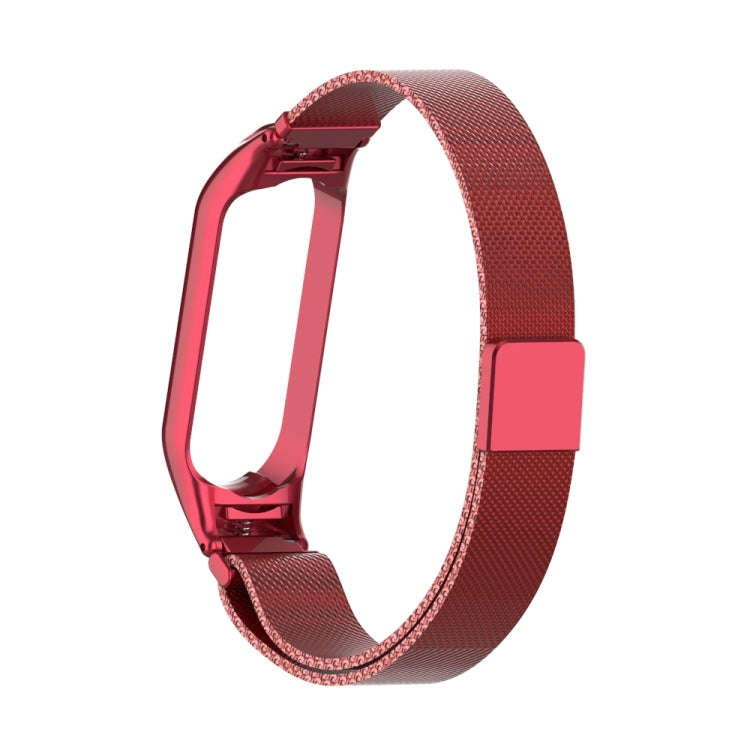 For Xiaomi Mi Band 5 Milano Solid Color Magnetic Stainless Steel Watch Band(Red)