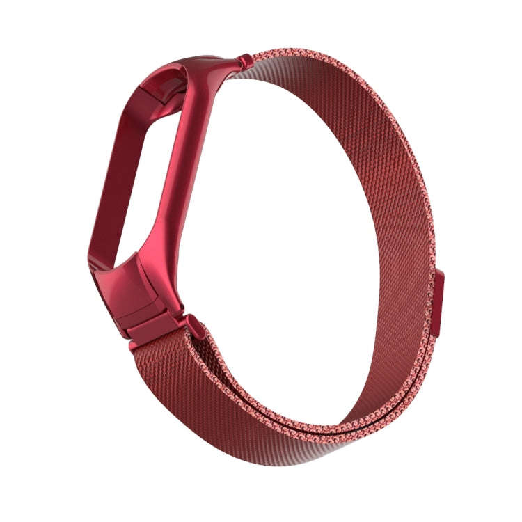 For Xiaomi Mi Band 5 Milano Solid Color Magnetic Stainless Steel Watch Band(Red)