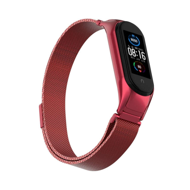 For Xiaomi Mi Band 5 Milano Solid Color Magnetic Stainless Steel Watch Band(Red)