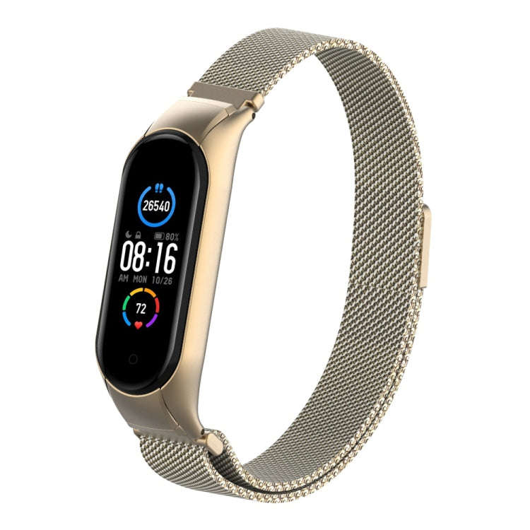For Xiaomi Mi Band 5 Milano Solid Color Magnetic Stainless Steel Watch Band(Vintage Gold)