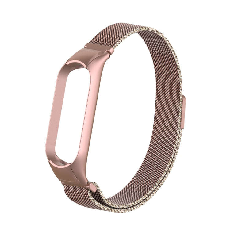 For Xiaomi Mi Band 5 Milano Solid Color Magnetic Stainless Steel Watch Band(Rose Red)