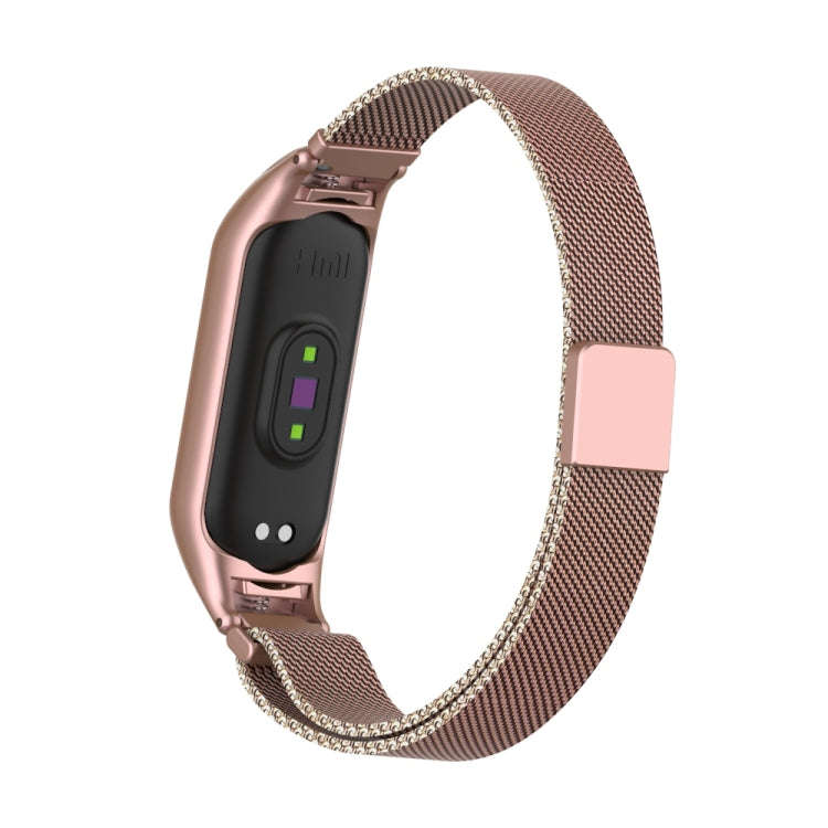 For Xiaomi Mi Band 5 Milano Solid Color Magnetic Stainless Steel Watch Band(Rose Red)