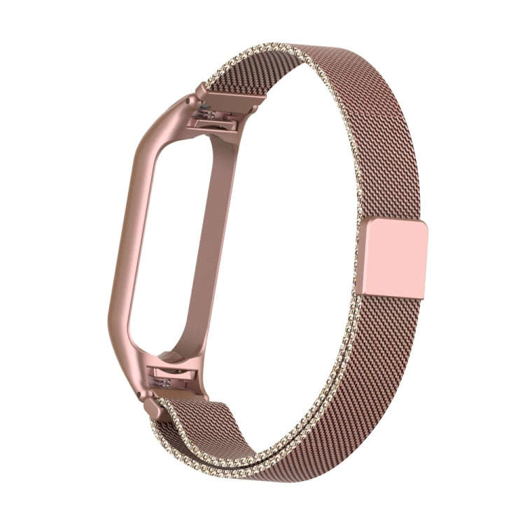 For Xiaomi Mi Band 5 Milano Solid Color Magnetic Stainless Steel Watch Band(Rose Red)