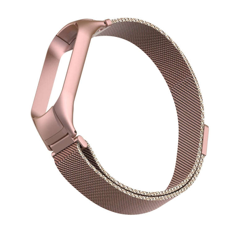 For Xiaomi Mi Band 5 Milano Solid Color Magnetic Stainless Steel Watch Band(Rose Red)