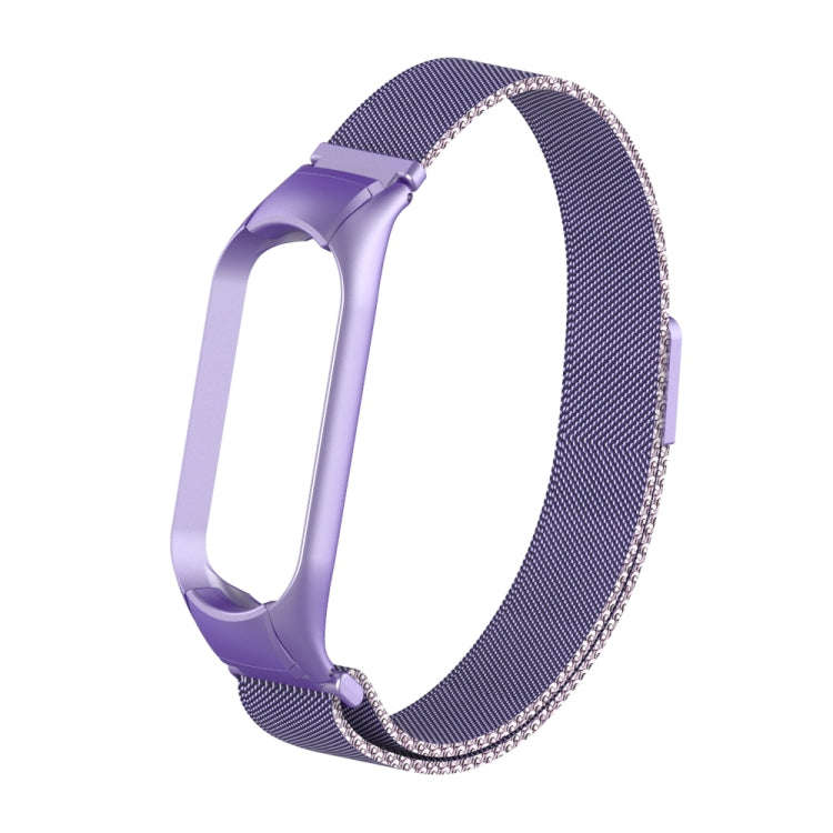 For Xiaomi Mi Band 5 Milano Solid Color Magnetic Stainless Steel Watch Band(Dazzling Purple)