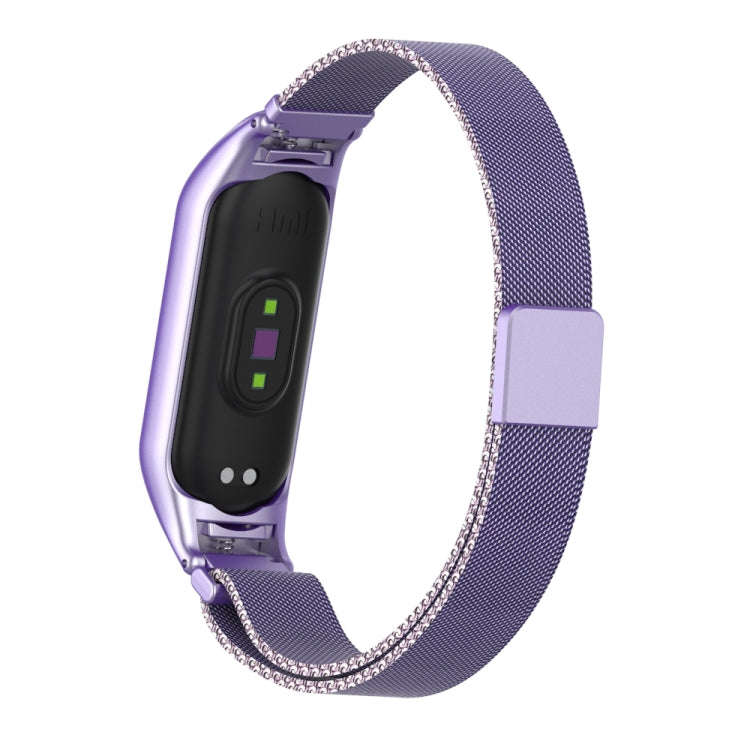 For Xiaomi Mi Band 5 Milano Solid Color Magnetic Stainless Steel Watch Band(Dazzling Purple)