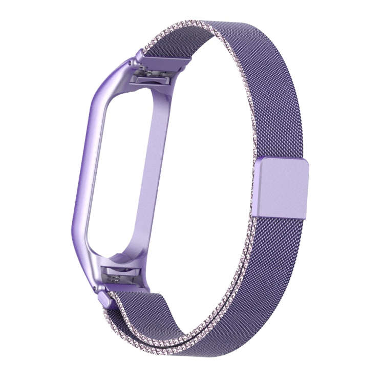 For Xiaomi Mi Band 5 Milano Solid Color Magnetic Stainless Steel Watch Band(Dazzling Purple)