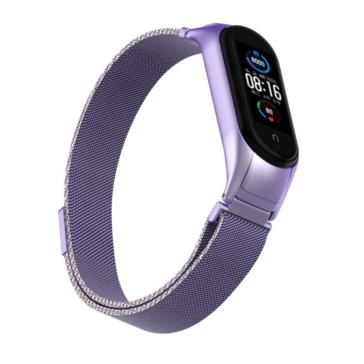 For Xiaomi Mi Band 5 Milano Solid Color Magnetic Stainless Steel Watch Band(Dazzling Purple)