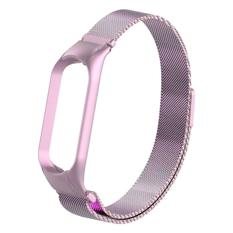 For Xiaomi Mi Band 5 Milano Solid Color Magnetic Stainless Steel Watch Band(Rose Powder)