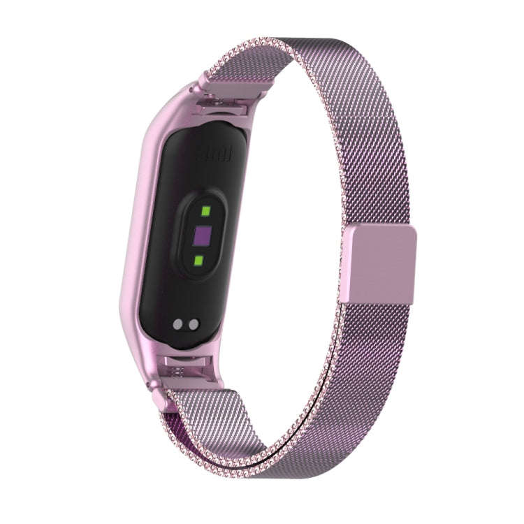 For Xiaomi Mi Band 5 Milano Solid Color Magnetic Stainless Steel Watch Band(Rose Powder)