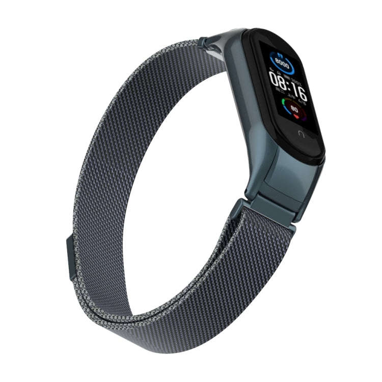 For Xiaomi Mi Band 5 Milano Solid Color Magnetic Stainless Steel Watch Band(Titanium Grey)