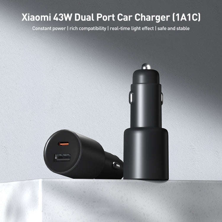 Original Xiaomi 43W Dual Ports USB + USB-C / Type-C Car Charger 1A1C(Black)