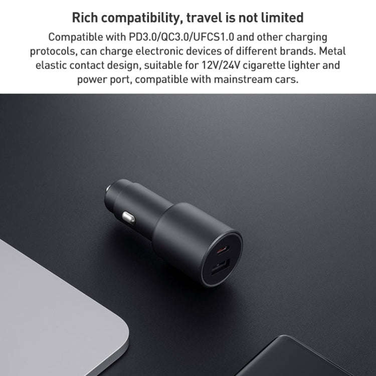 Original Xiaomi 43W Dual Ports USB + USB-C / Type-C Car Charger 1A1C(Black)