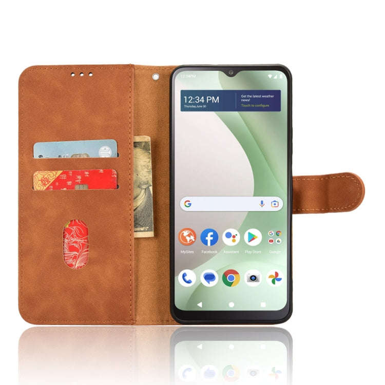 For BLU View 5 Skin Feel Magnetic Flip Leather Phone Case(Brown)