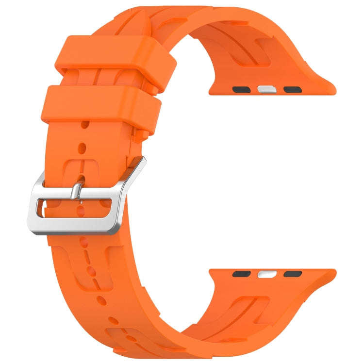 For Apple Watch Series 9 45mm H Texture Silicone Ladder Buckle Watch Band(Orange)