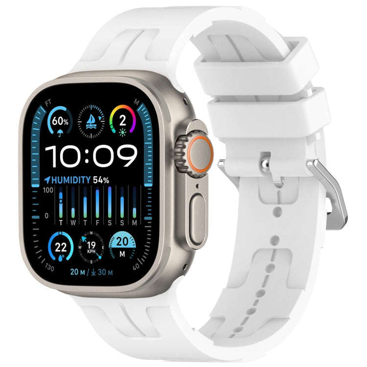 For Apple Watch Ultra 49mm H Texture Silicone Ladder Buckle Watch Band(White)