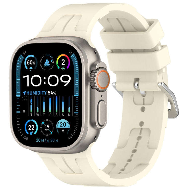 For Apple Watch Ultra 49mm H Texture Silicone Ladder Buckle Watch Band(Starlight)