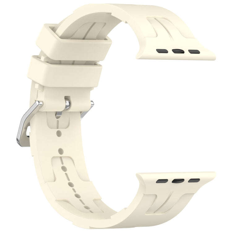 For Apple Watch Series 8 45mm H Texture Silicone Ladder Buckle Watch Band(Starlight)