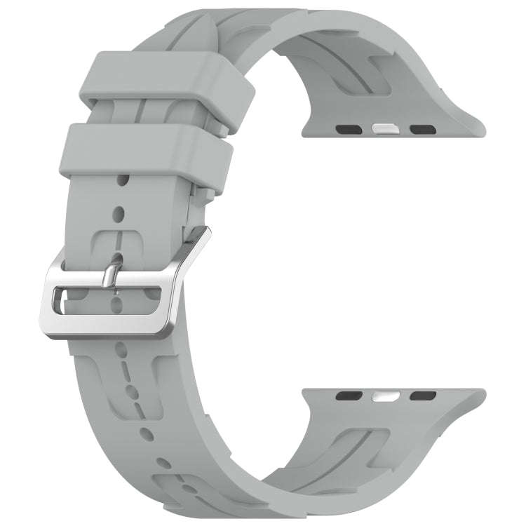 For Apple Watch Series 7 41mm H Texture Silicone Ladder Buckle Watch Band(Grey)
