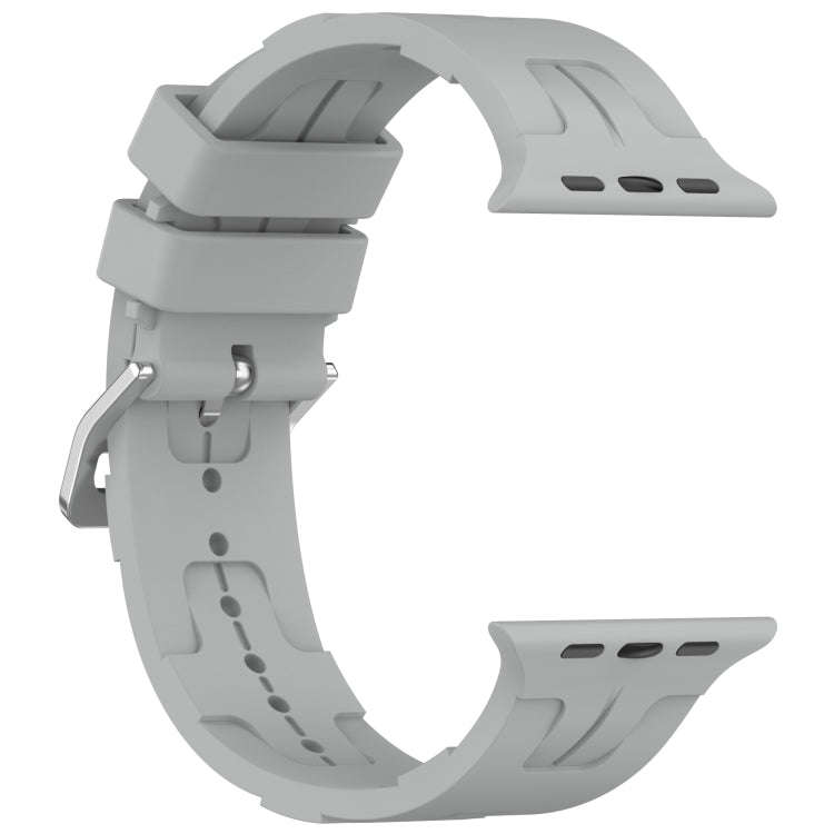 For Apple Watch Series 7 41mm H Texture Silicone Ladder Buckle Watch Band(Grey)