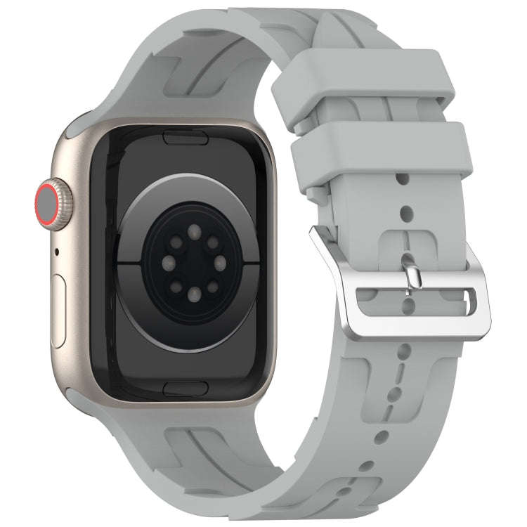 For Apple Watch Series 7 41mm H Texture Silicone Ladder Buckle Watch Band(Grey)