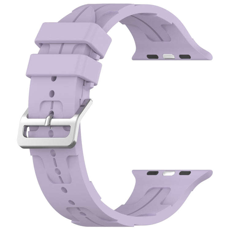 For Apple Watch Series 7 41mm H Texture Silicone Ladder Buckle Watch Band(Purple)