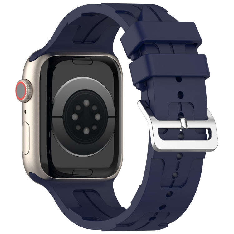 For Apple Watch Series 5 40mm H Texture Silicone Ladder Buckle Watch Band(Midnight)