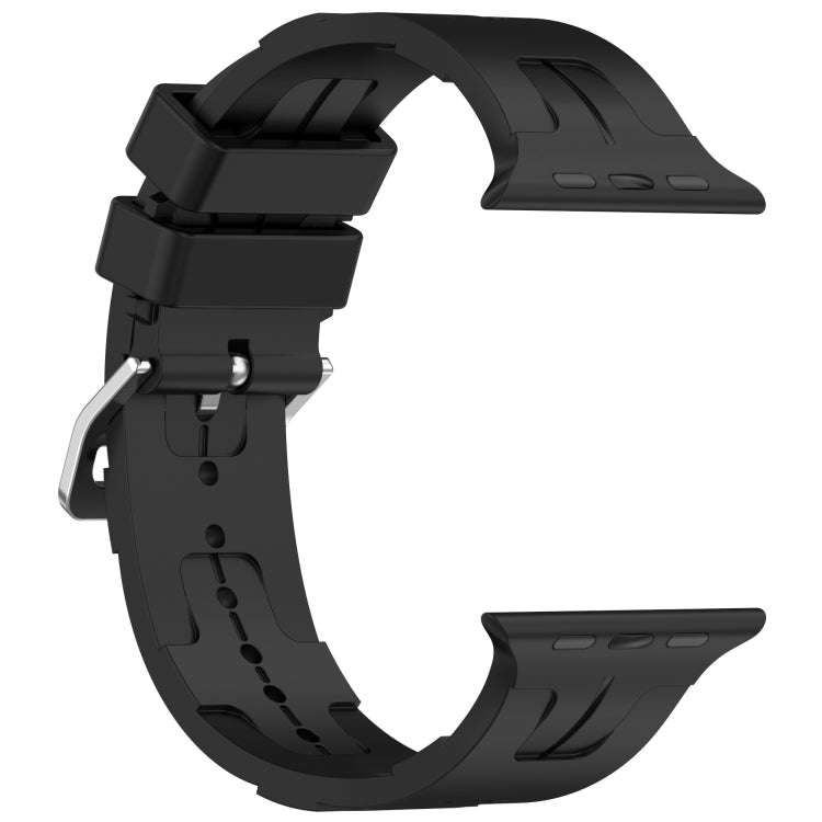 For Apple Watch Series 2 42mm H Texture Silicone Ladder Buckle Watch Band(Black)