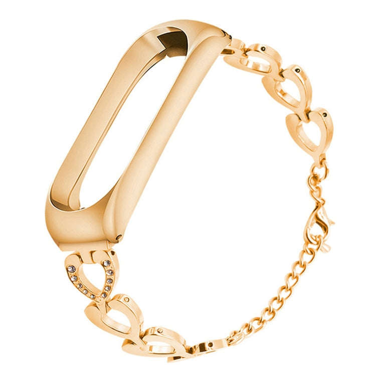 For Xiaomi Mi Band 3 / 4 Metal Heart Shape Watch Band, Color:Gold