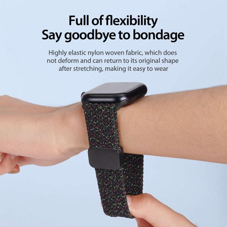 For Apple Watch SE 44mm DUX DUCIS Mixture Pro Series Magnetic Buckle Nylon Braid Watch Band(Black...
