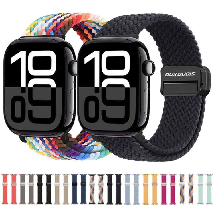 For Apple Watch SE 44mm DUX DUCIS Mixture Pro Series Magnetic Buckle Nylon Braid Watch Band(Black...