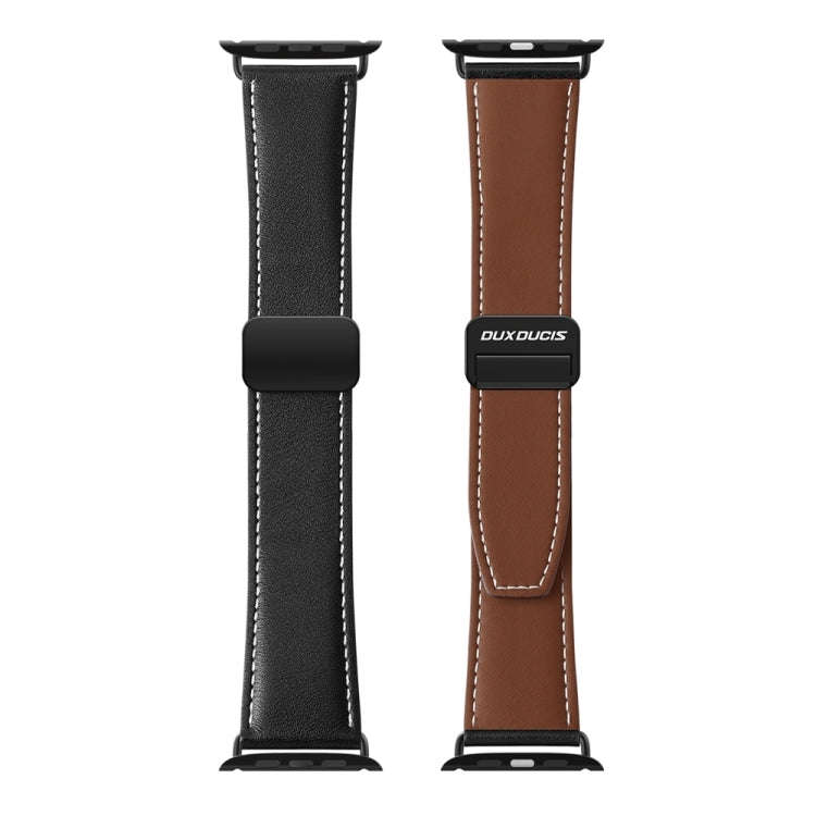 For Apple Watch SE 2023 40mm DUX DUCIS YA Series Magnetic Buckle Genuine Leather Watch Band(Black)
