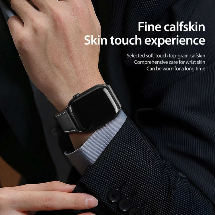 For Apple Watch SE 2023 40mm DUX DUCIS YA Series Magnetic Buckle Genuine Leather Watch Band(Black)