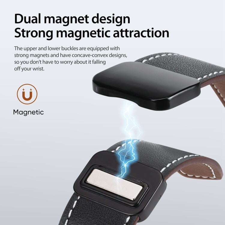 For Apple Watch SE 2023 40mm DUX DUCIS YA Series Magnetic Buckle Genuine Leather Watch Band(Black)
