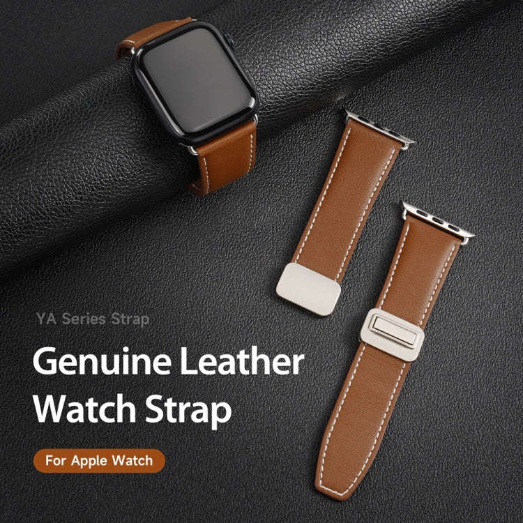 For Apple Watch Series 2 38mm DUX DUCIS YA Series Magnetic Buckle Genuine Leather Watch Band(Brown)