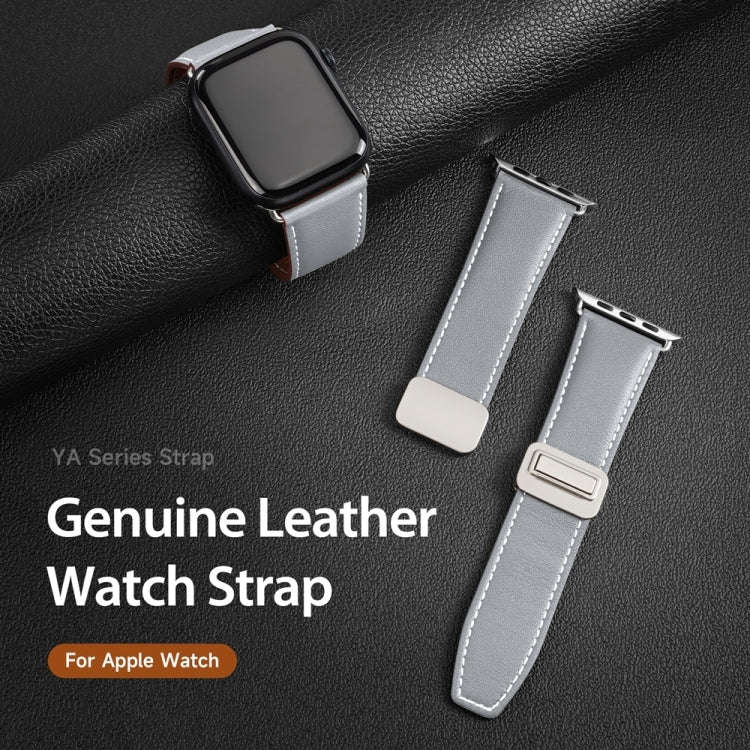 For Apple Watch 42mm DUX DUCIS YA Series Magnetic Buckle Genuine Leather Watch Band(Grey)