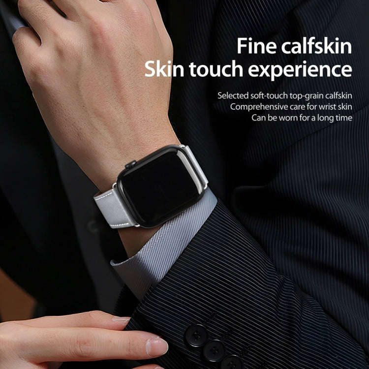 For Apple Watch 42mm DUX DUCIS YA Series Magnetic Buckle Genuine Leather Watch Band(Grey)