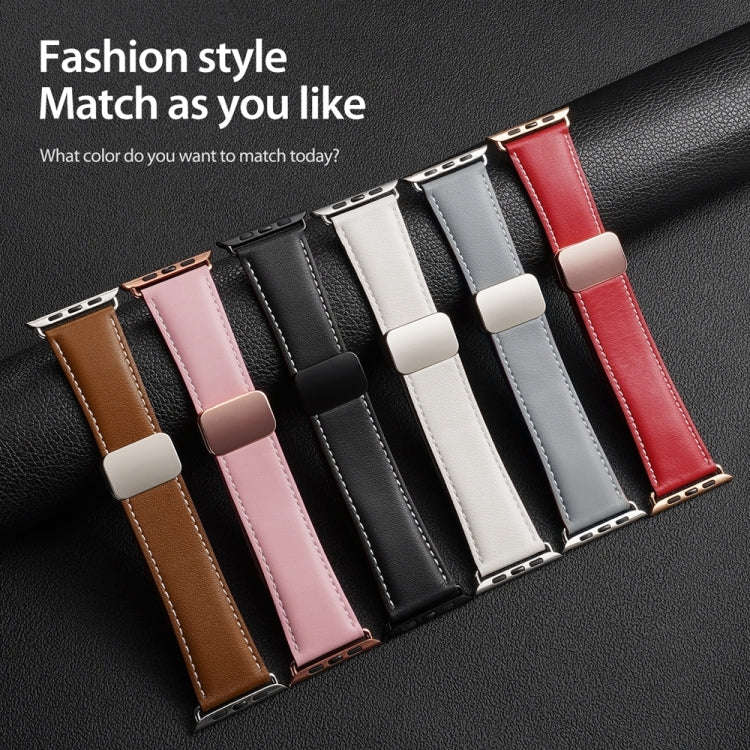 For Apple Watch 42mm DUX DUCIS YA Series Magnetic Buckle Genuine Leather Watch Band(Grey)