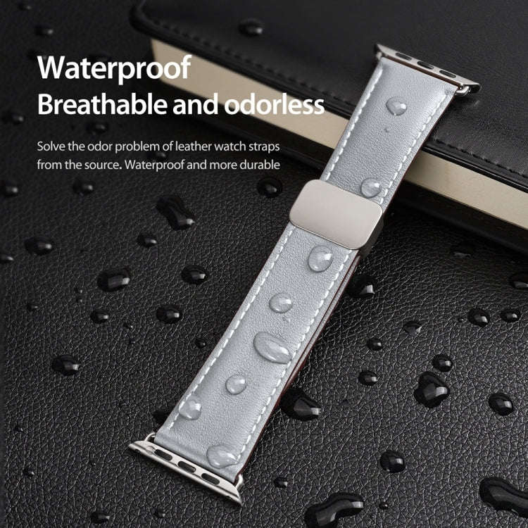 For Apple Watch 42mm DUX DUCIS YA Series Magnetic Buckle Genuine Leather Watch Band(Grey)