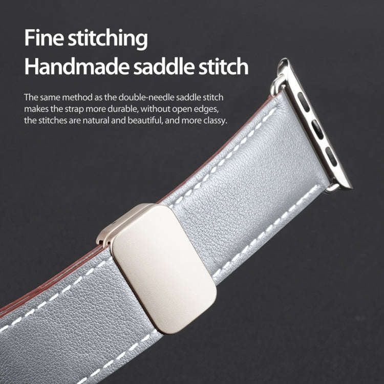 For Apple Watch 42mm DUX DUCIS YA Series Magnetic Buckle Genuine Leather Watch Band(Grey)