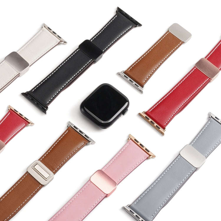 For Apple Watch SE 2023 40mm DUX DUCIS YA Series Magnetic Buckle Genuine Leather Watch Band(Grey)
